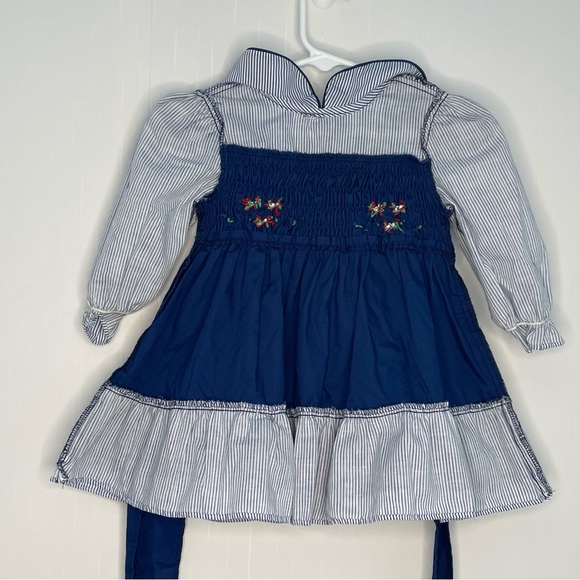 Vintage Polly Flinders Girls Hand Smocked Dress Apron Style 2T ✔️Flaw - Picture 8 of 14